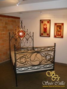 Stained Glass Insert Bed Head (Wrought Iron Bed) - Csilla Soós