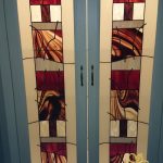 Modern Stained Glass Door Insert - White Cabinet - Csilla Soós